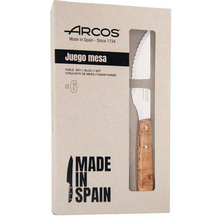 Knivsæt Arcos 11 cm Træ Rustfrit stål 6 Dele