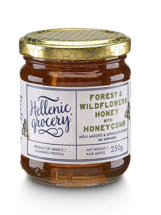 Hellenic Grocery Forest &amp; Wildflower Honey w/ Honeycomb 250g