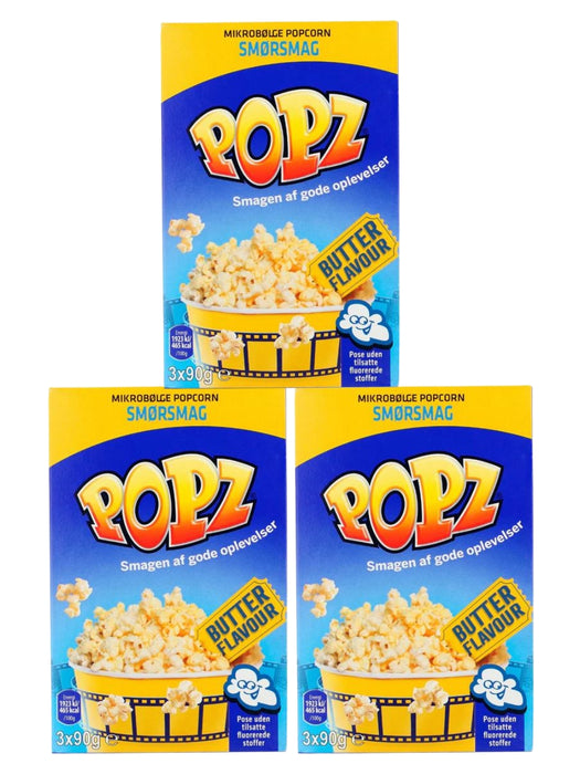 Popz Microovn Popcorn Smør 3x270g