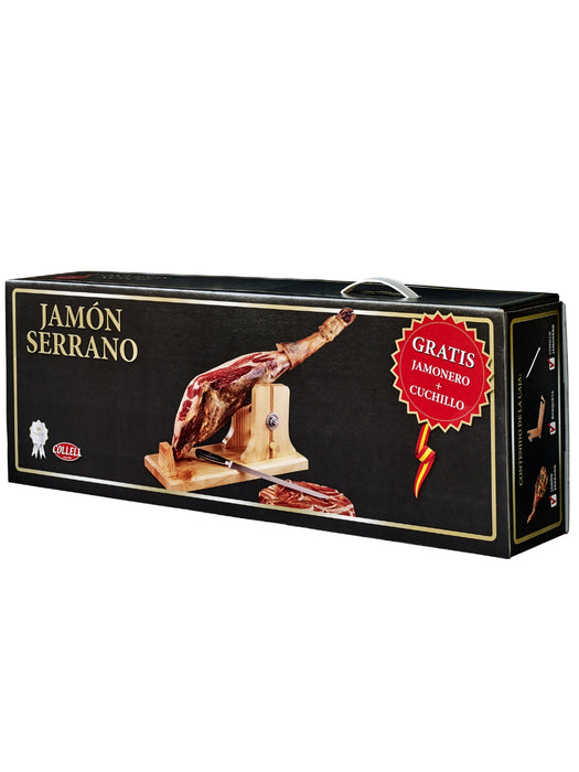 Jamon Serrano w/ knife and stand approx. 7.5 kg