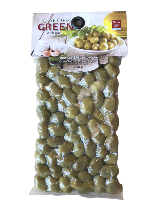 Cretan Beauty Green Olives w/ Garlic 250g